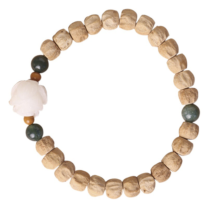 White Jade Bodhi root Lotus bead tassel hand-held natural passion seed single-Circle Bracelet Buddha Zen hand ornaments wholesale