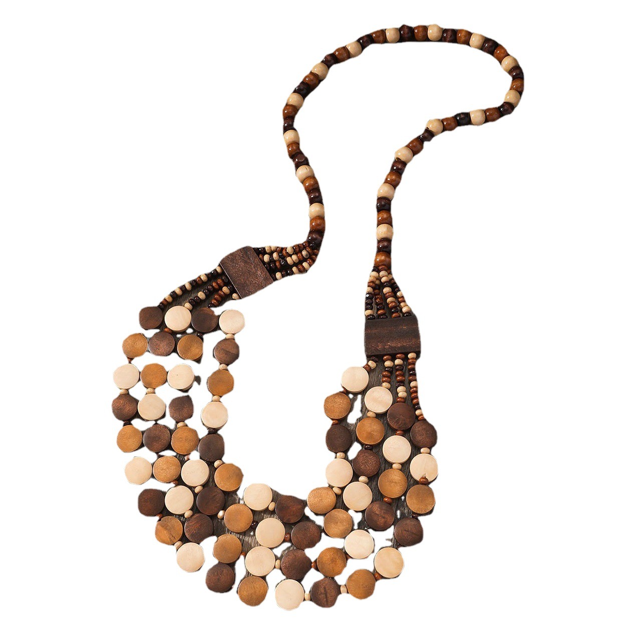 European and American Retro Multi-color Color Large Round Beaded Multi-layer Bohemian Ethnic Style Women's Jewelry Set