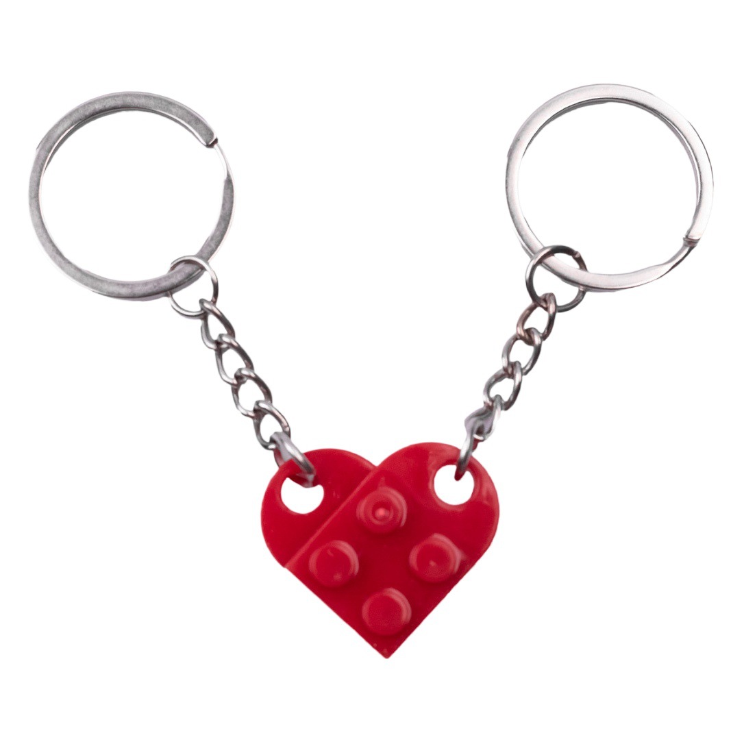 Spot compatible Lego detachable love building block car key chain cute heart romantic DIY necklace small pendant