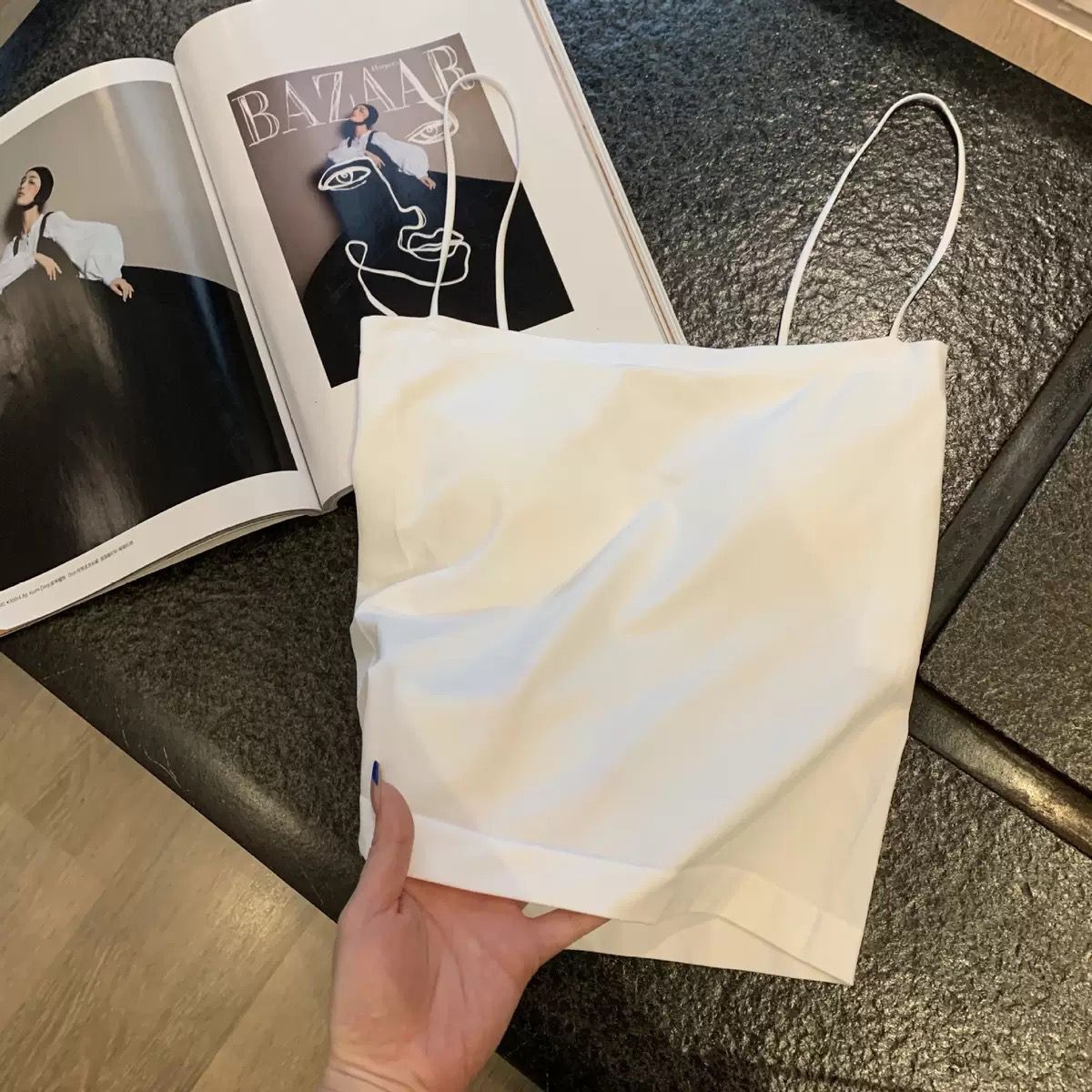 Picture of 2025 Ice Silk Seamless Oil Painting Girl Suspender Hot Girl Latex with Breast Pad Fixed Cup Wrapped Breast Tube Top Women Summer