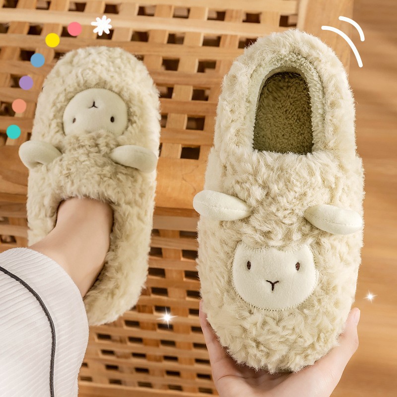 Lidani cotton slippers women's bag with thick bottom cute fluffy shoes velvet confinement postpartum autumn and winter cotton shoes women's fleece-lined wholesale