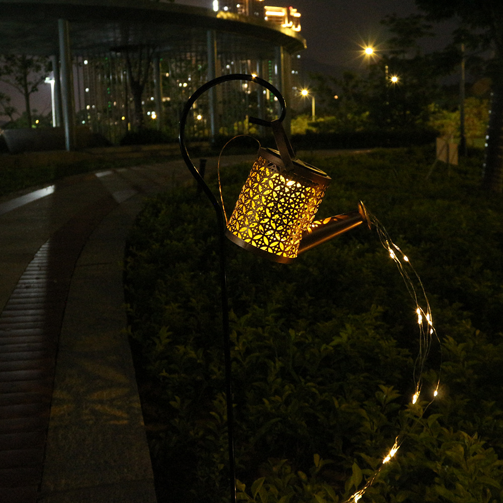 Cross-border Amazon solar iron shower floor lamp kettle outdoor waterproof courtyard decoration garden lawn lamp