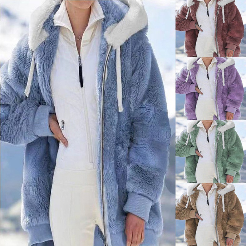 Picture of 9732#2024 Amazon Wish Independent Station Best Selling New Fall/Winter Loose Plush Zipper Hooded Jacket