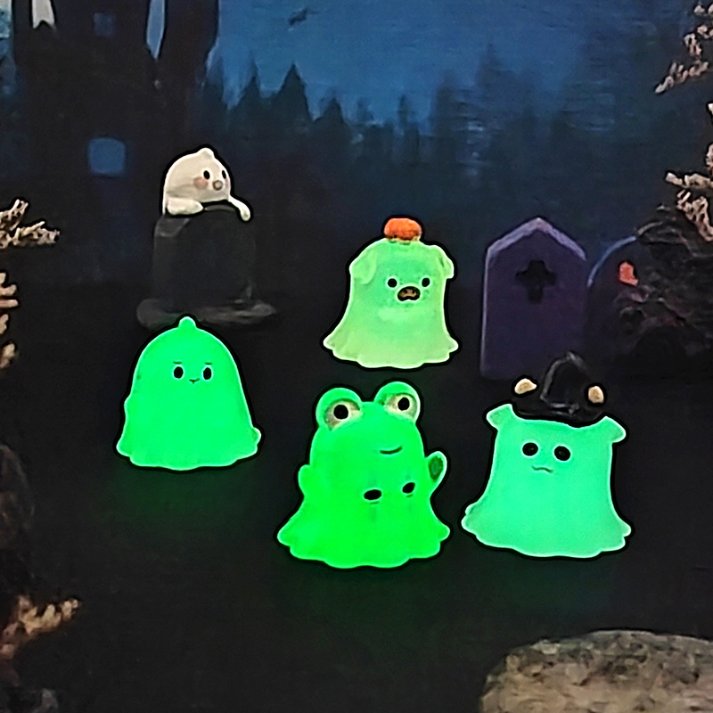 Picture of Halloween Cross-Border Cute Ghost Animal Luminous Micro Landscape Gardening Ornaments Car Central Control Decorative Accessories