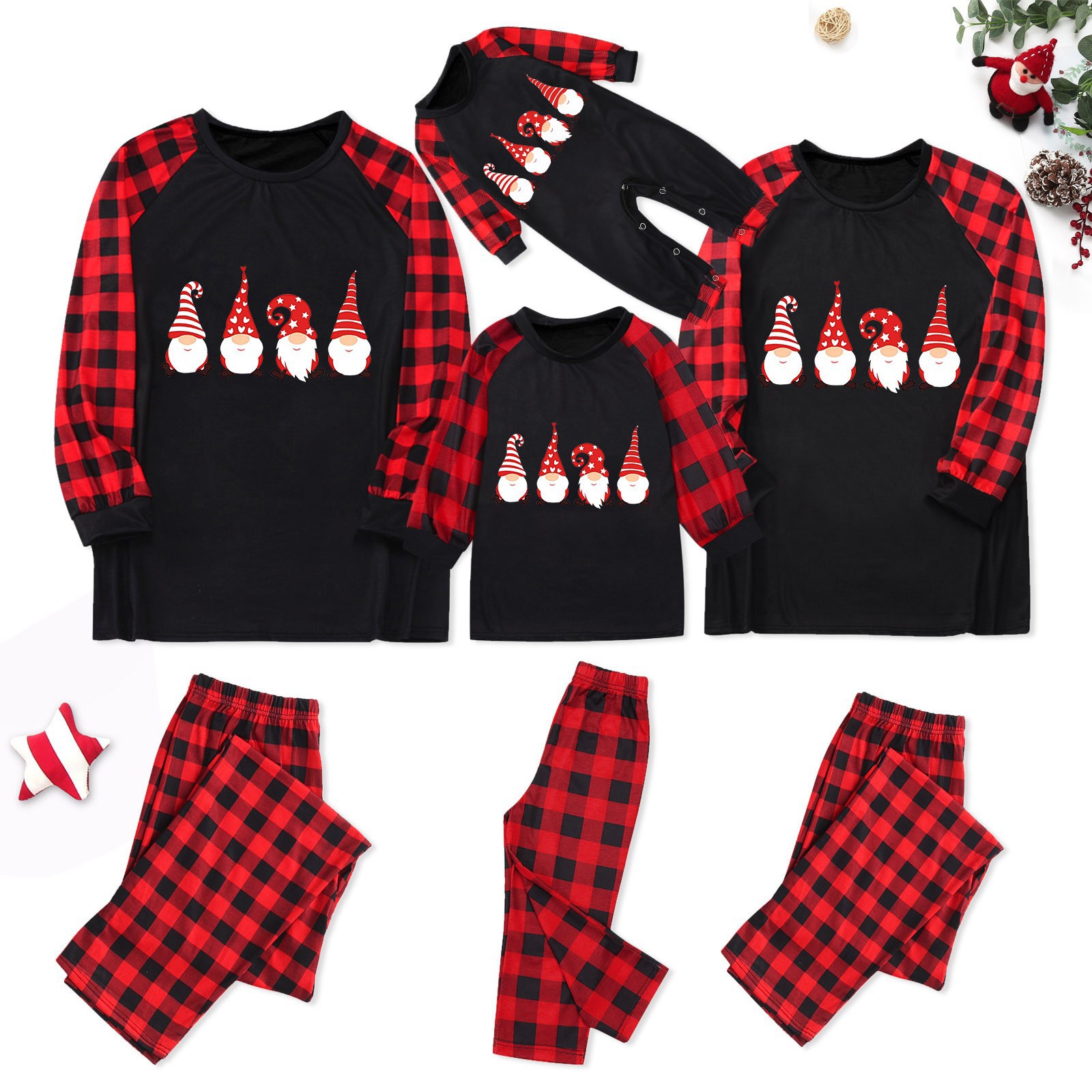 Fall/Winter 2024 Europe and America Cross-border Amazon Independent Station AliExpress Home Clothing suit Christmas Printing Parent-child Clothing