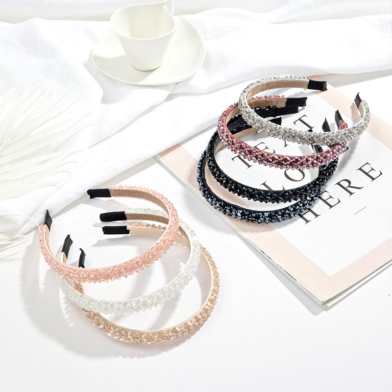 Picture of Korean style hairband luxury High sense four rows of bright crystal beaded hairband fashion sweet hair accessories wholesale