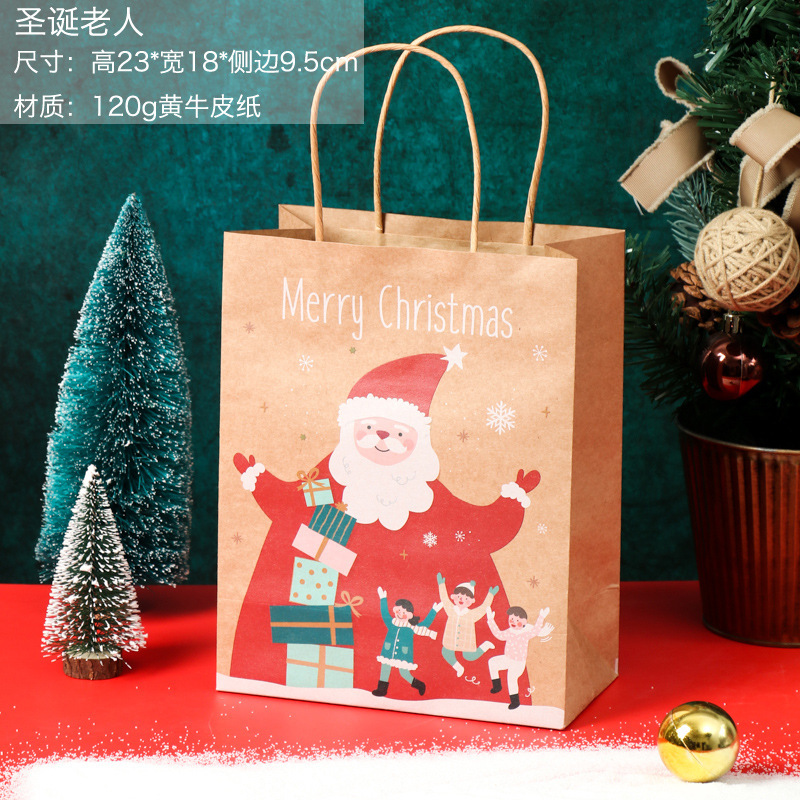 Picture of Spot New Christmas Kraft Paper Bag Christmas Eve Handbag Candy Gift Bag Apple Packaging Gift Paper Bag