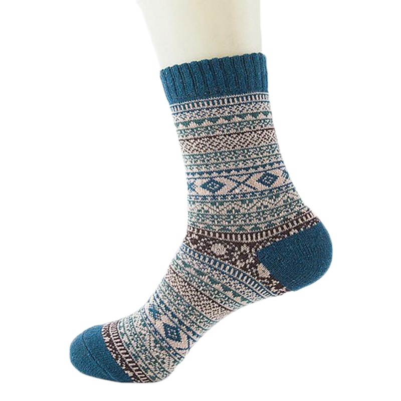 Popular double-way men's rabbit wool socks vintage ethnic style thick warm socks wholesale