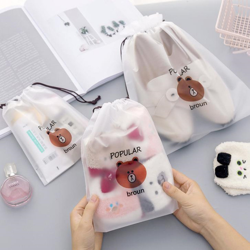 Cartoon Bear Waterproof Travel Storage Bag Bundle Pocket Drawstring Bag Luggage Bag Clothes Storage Bag