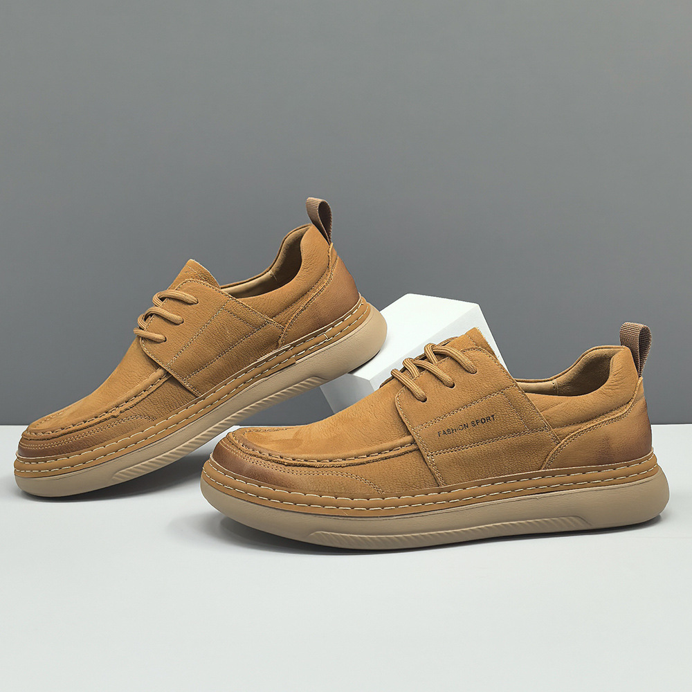 Men's Genuine Leather Crooked Head Casual Shoes Head Layer More Cowhide Cute Ugly Mango Shoes Niche Boys European Station Trendy Casual Shoes