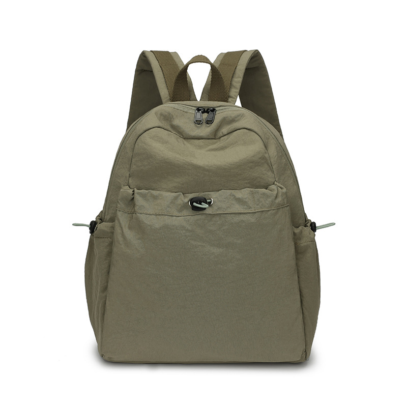 Picture of Japanese Style Pure Color Pleated Nylon Backpack Women's Large Capacity Lightweight Casual Travel Female College Student High-End Backpack
