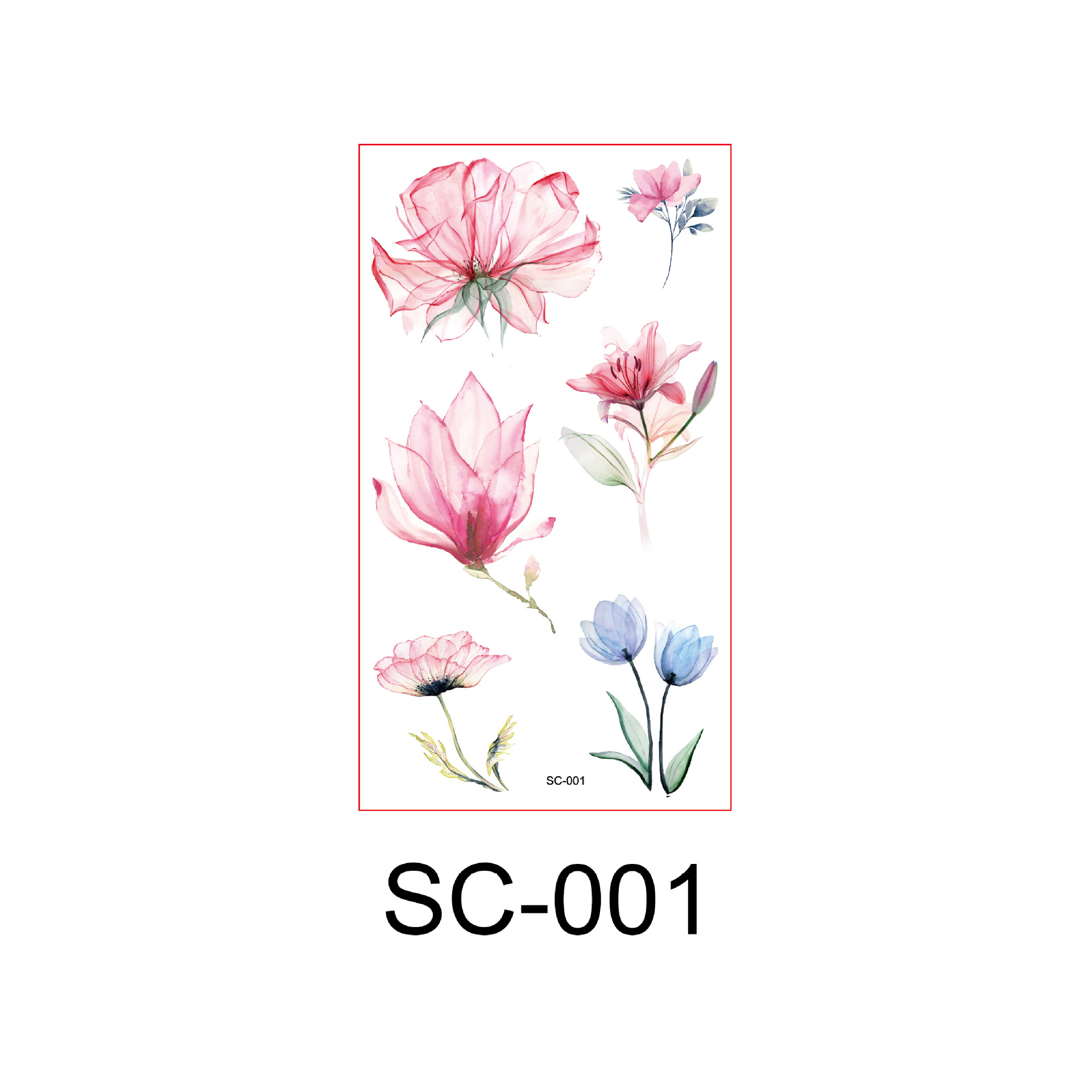 Picture of Watercolor Flower Small Fresh Antique Tattoo Sticker Hand Back Collarbone Chest Sexy Cover Scar Flower Arm Tattoo Sticker