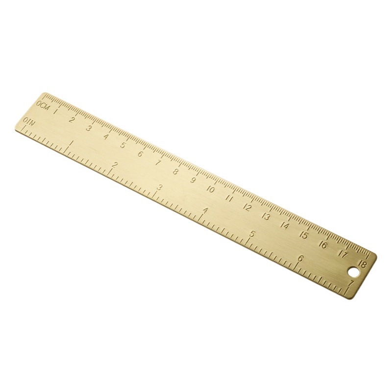 Spot 18cm brass ruler with hole 180mm brass ruler double scale vintage ruler metal ruler