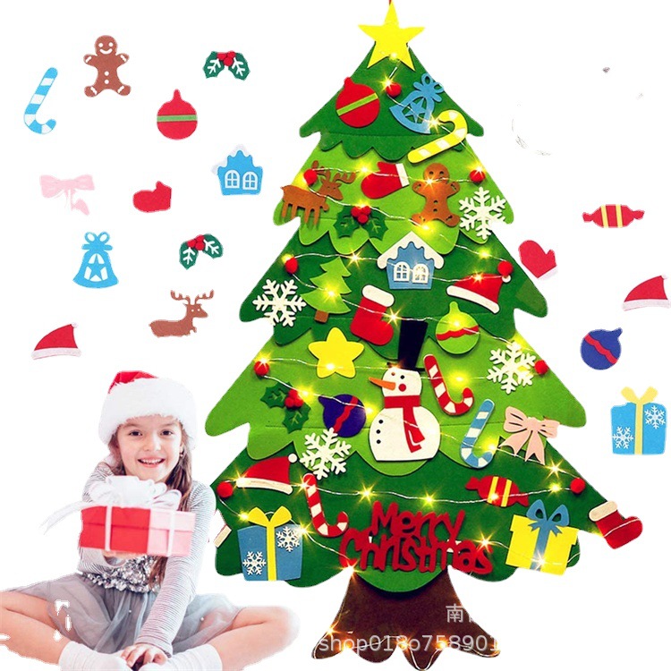 2024 Creative Handmade Cartoon Felt Christmas Tree Children's Decoration Small Ornament New Felt Christmas Tree
