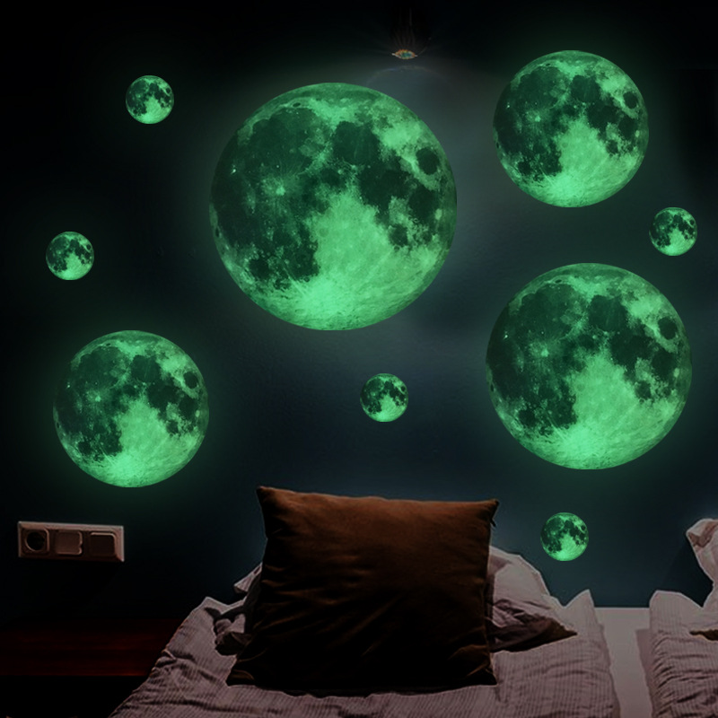 Luminous Film Moon PVC Wall Stickers Luminous Stickers Fluorescent Luminous Stickers Diameter 5/15/20/30cm