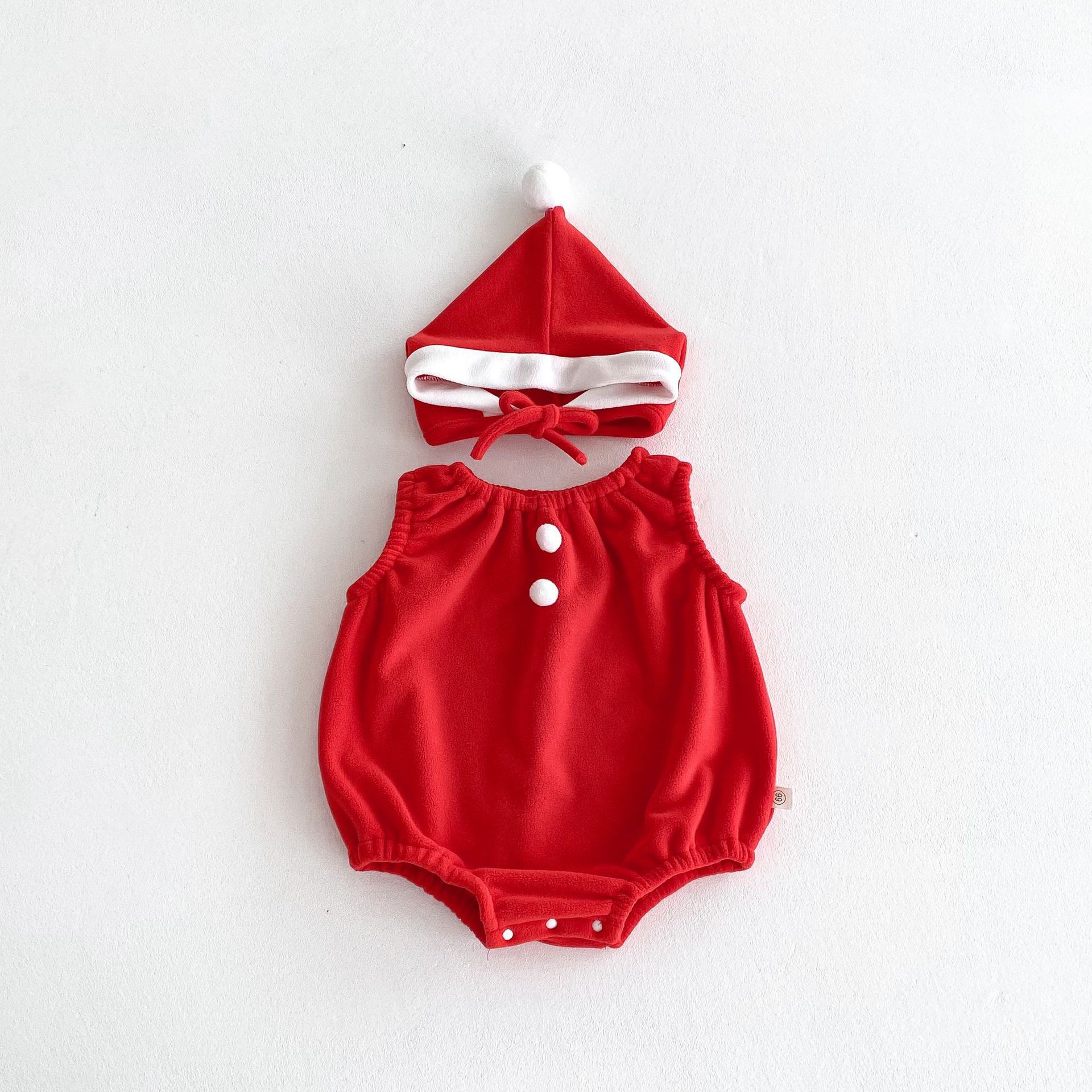 Picture of Korean-Style Baby Christmas Outfit for Autumn and Winter, Infant and Toddler One-Piece Fleece-Lined Thickened Romper for Warmth