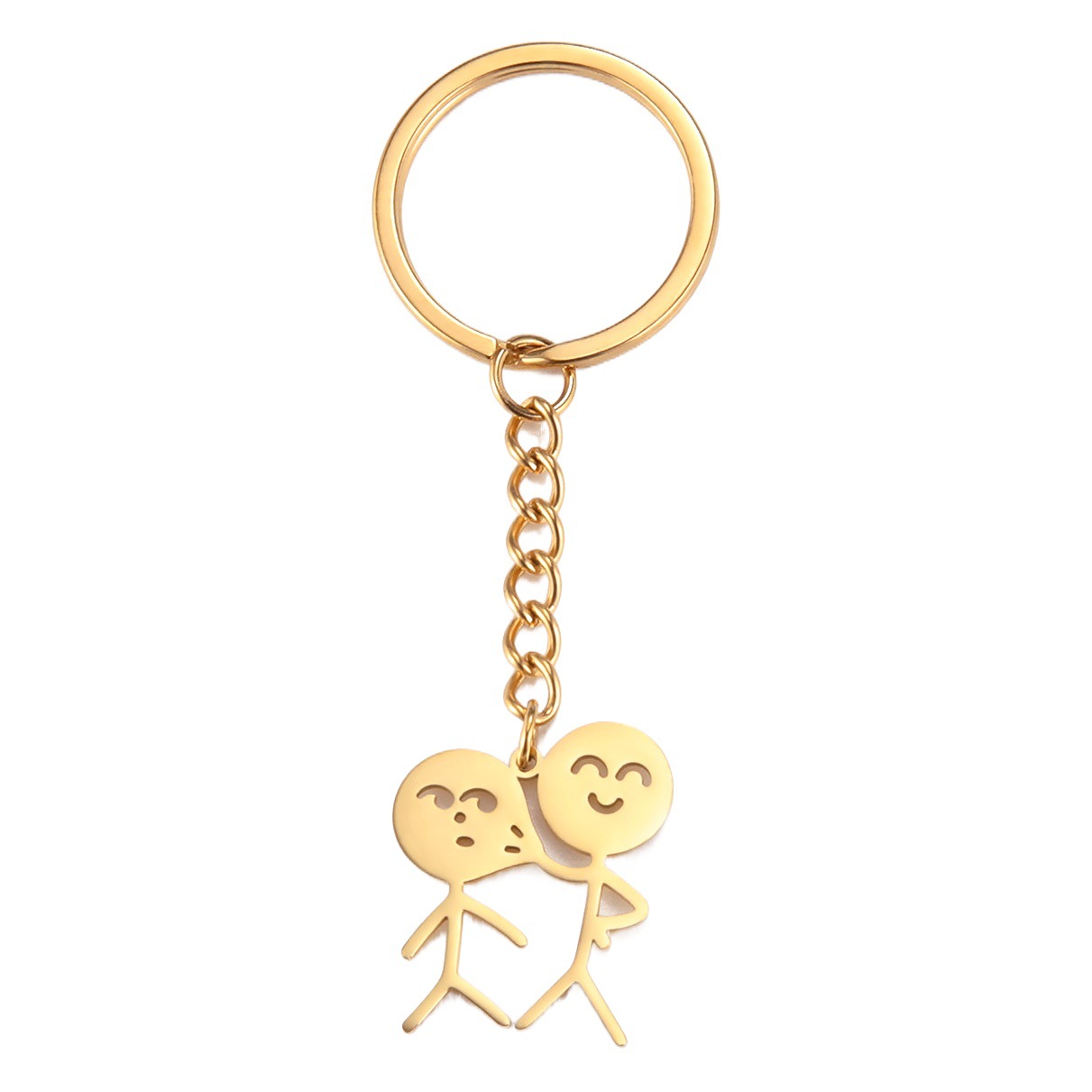 Cute funny pinch face stickers women's keychain couple stainless steel car key pendant couple jewelry wholesale