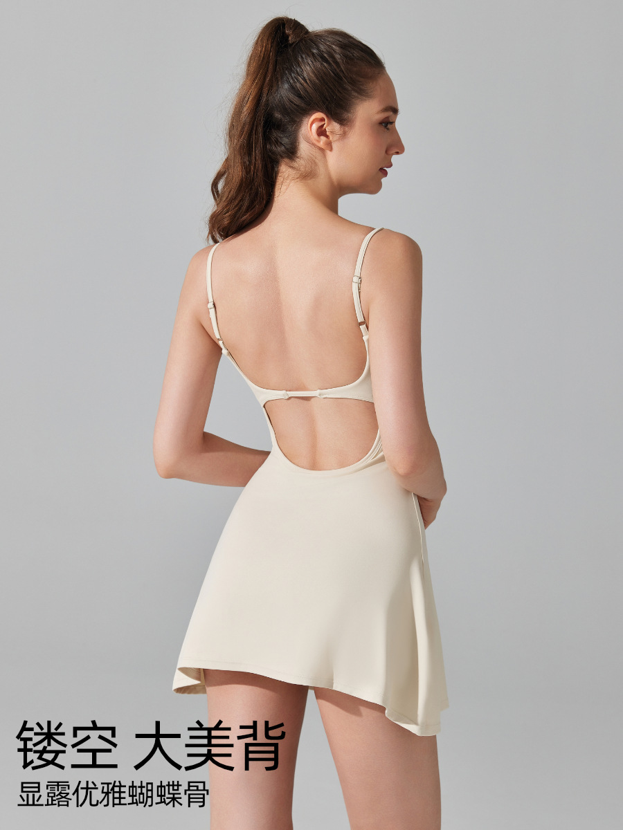 Picture of Anti-running Light Base Sports Dress with Chest Pad Anti-bacterial Breathable Outdoor Golf Beauty Back Yoga Tennis Dress