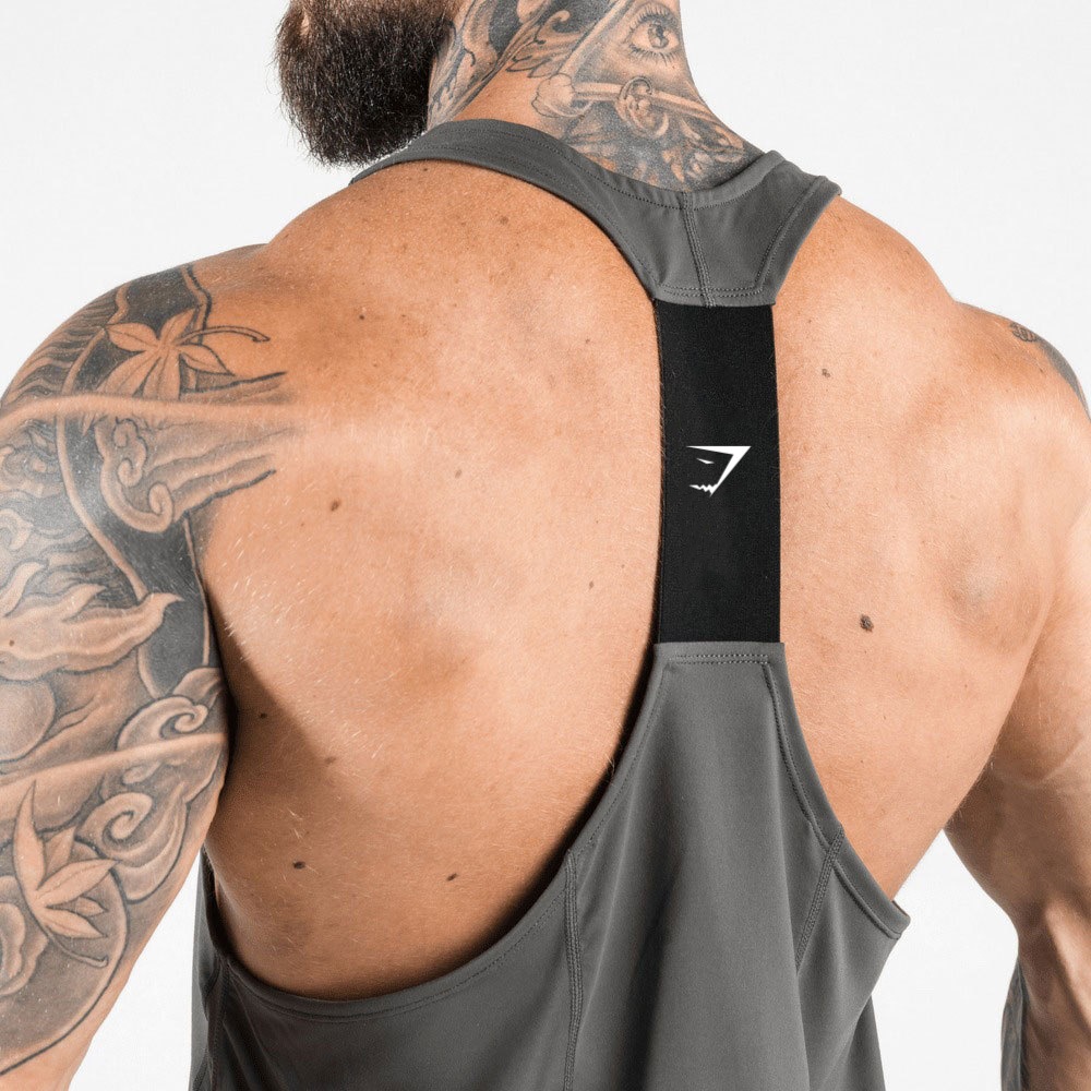 Muscle Shark Fitness Vest Men's Sports Elastic Quick-drying I-shaped Vest Stitching Sleeveless Vest Training Sweat Breathable
