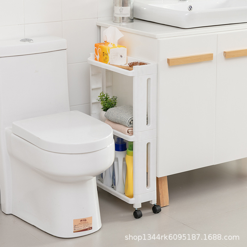 Picture of Ultra-narrow gap cabinet side seam refrigerator outer side Bathroom Kitchen ultra-narrow storage storage rack trolley