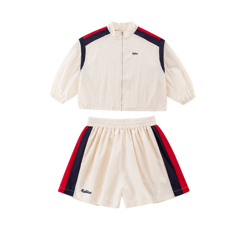 Picture of Girls' Sunscreen suit 2025 Summer New Style Girl's Thin Sunscreen Shorts Casual Two-Piece Trendy