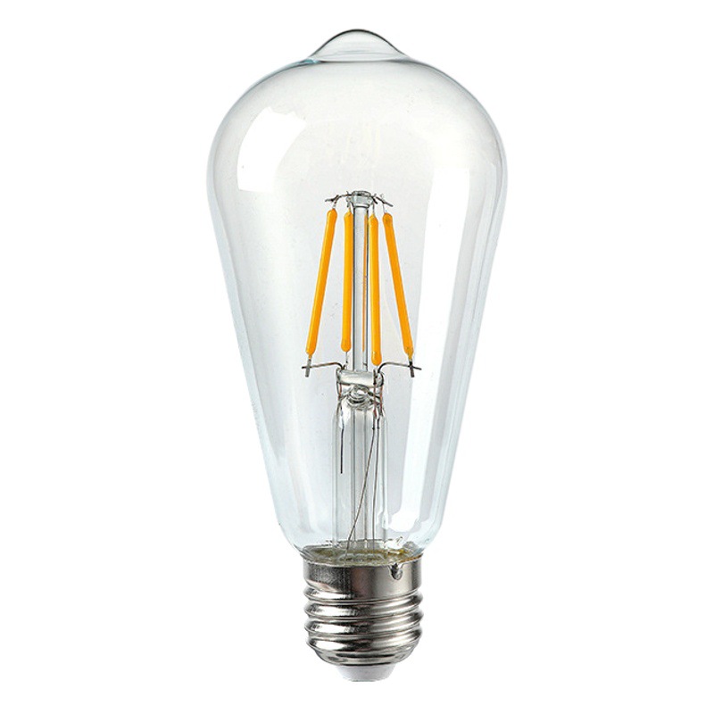 Edison led filament e27 screw mouth warm yellow light vintage imitation tungsten filament st64 nipple bulb cross-border