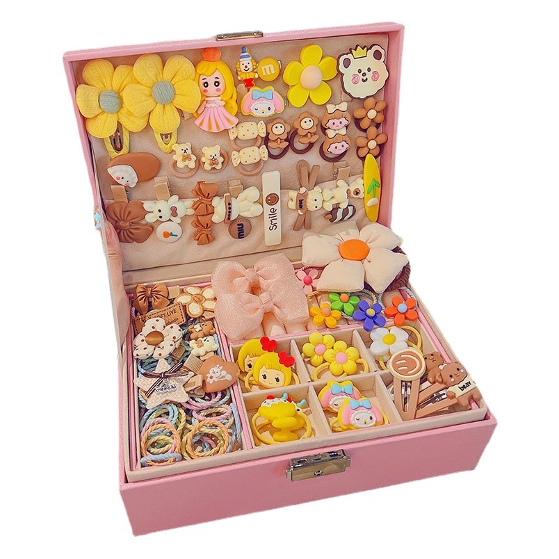 Children's hair accessories set box girl princess gift box little girl birthday gift hairpin jewelry box baby headdress wholesale