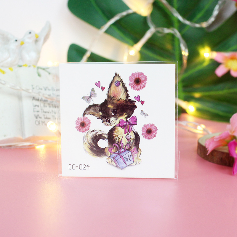 Picture of Cat and Dog Tattoo Stickers Waterproof Girls/Kidsren Cute Little Stickers Cartoon Animal Pet Tattoo Stickers