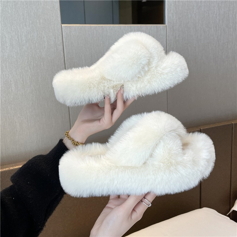Mao Mao slippers women's outdoor wear spring and summer ins home home cross thick soles increased small autumn and winter cotton shoes