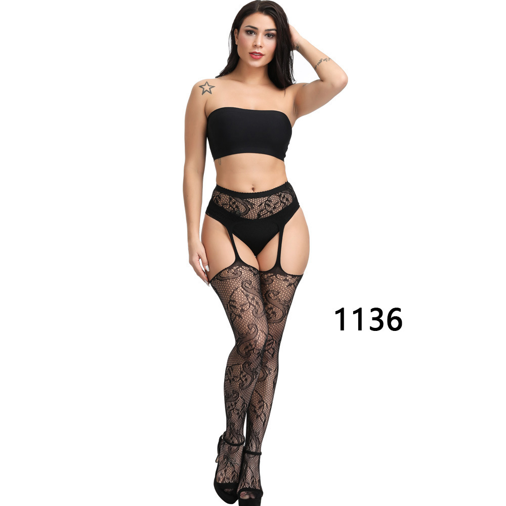 Picture of European and American Original Single Jacquard Garter Fishnet Stockings Sexy Pantyhose Sexy Stockings Summer Anti-Falling Fishnet Stockings Temptation