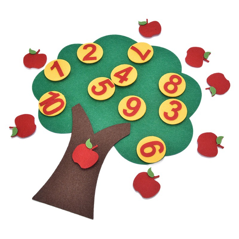 Felt Kindergarten Teaching Toys Teaching Aids Children's Parent-Kids Interaction Digital Apple Tree Puzzle Educational Toys