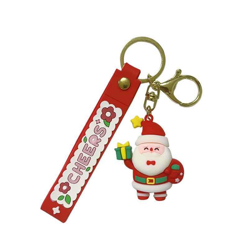 Picture of Cute Santa Claus keychain Christmas gift Christmas tree three-dimensional key chain Bell snowman elk wholesale