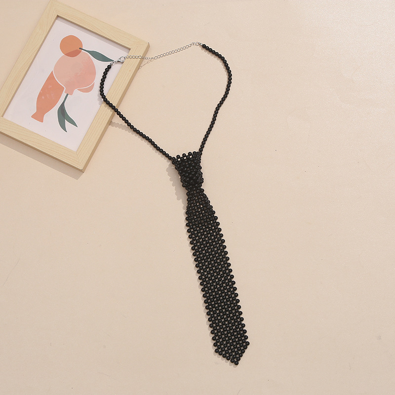 Picture of French style design tie with JK shirt suit short accessories elegant temperament INS style pearl tie
