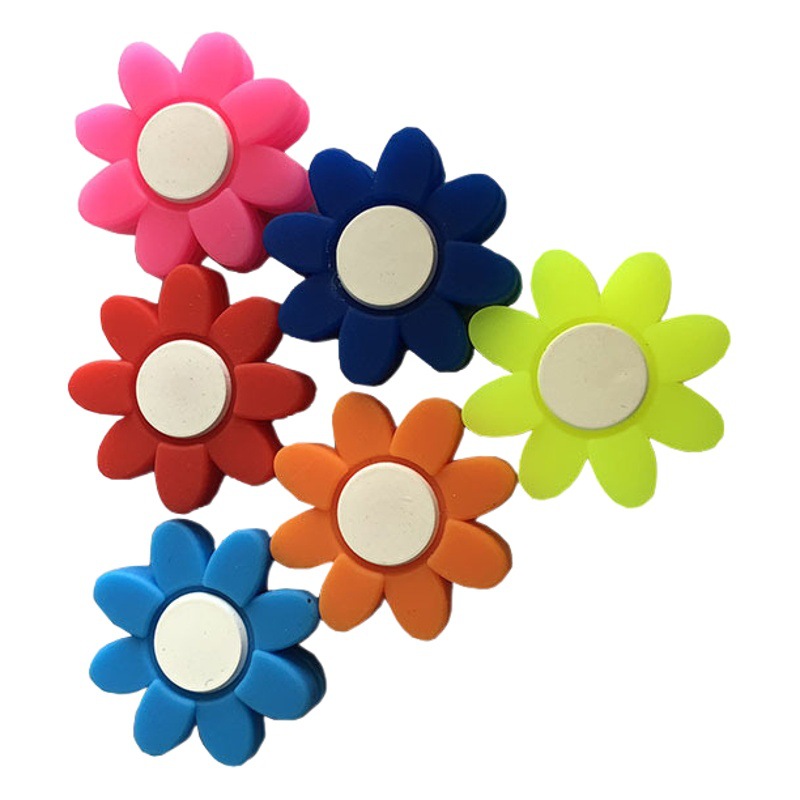 Multicolor flower tennis racket shock absorber squash racket shock absorption sunflower silicone racket shock absorber particles
