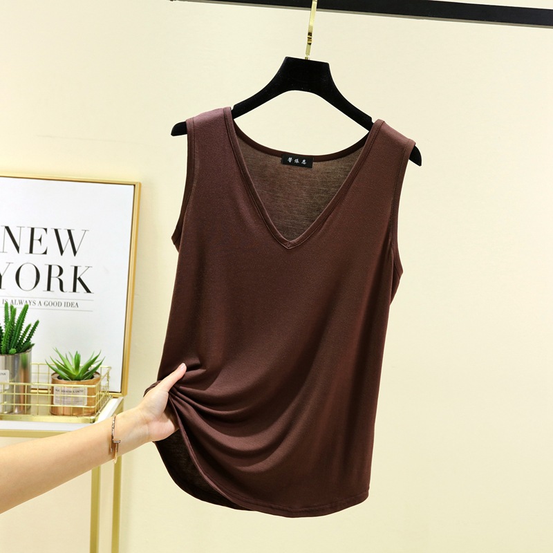 Picture of Summer New Modal Vest Women's Loose Large Size V Neck Sleeveless Bottoming Shirt Slim Slim Casual Top