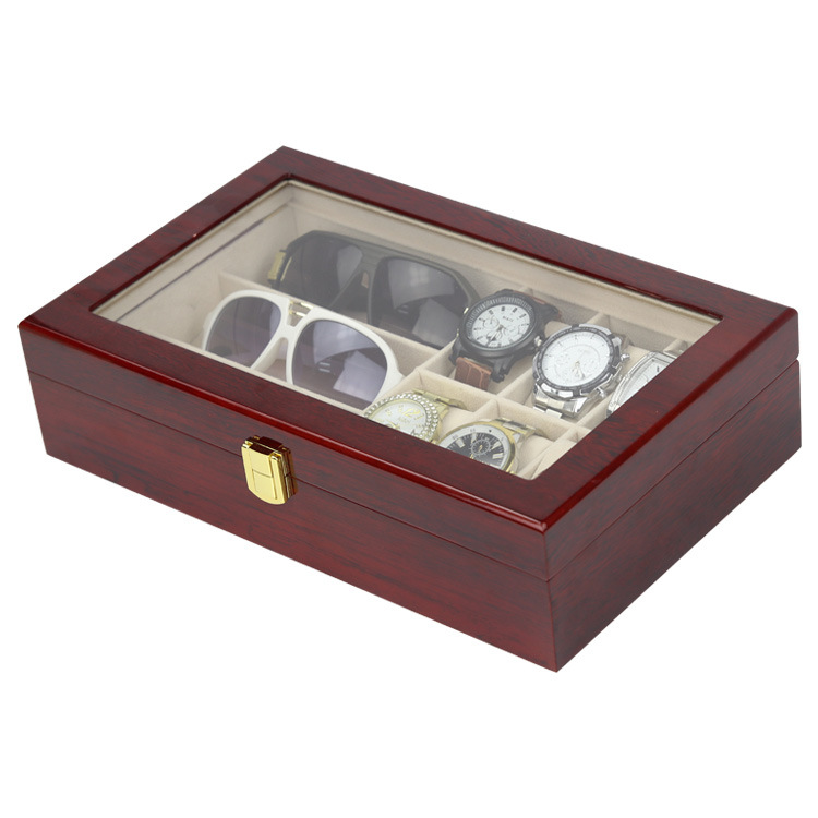 Picture of in stock Wholesale High Gloss Paint Watch Glasses Storage Display Box Paint Watch Glasses Gift Box Paint Wooden Box