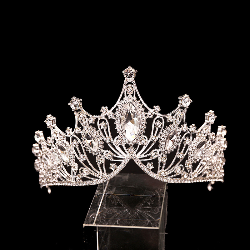 Picture of Cross-Border Bridal Crown Handmade Jewelry Rhinestone Tiara European and American Crown Children's Hair Accessories Adult Birthday Baking Dress