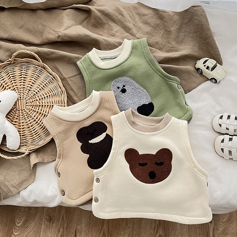 Picture of Baby Clothes Winter Clothes Korean Style Children's Cute Cartoon fleece-lined Vest for Boys and Girls Baby Winter All-match Vest for Going Out