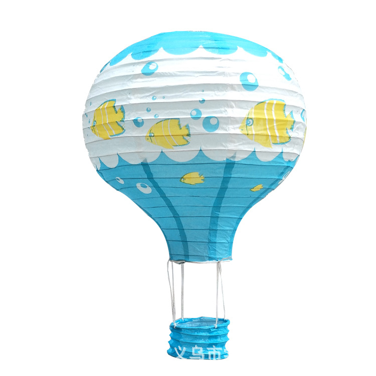 Picture of 2020 new manufacturers wholesale hot air balloon paper lantern two-color stitching rainbow export wedding paper lantern decoration