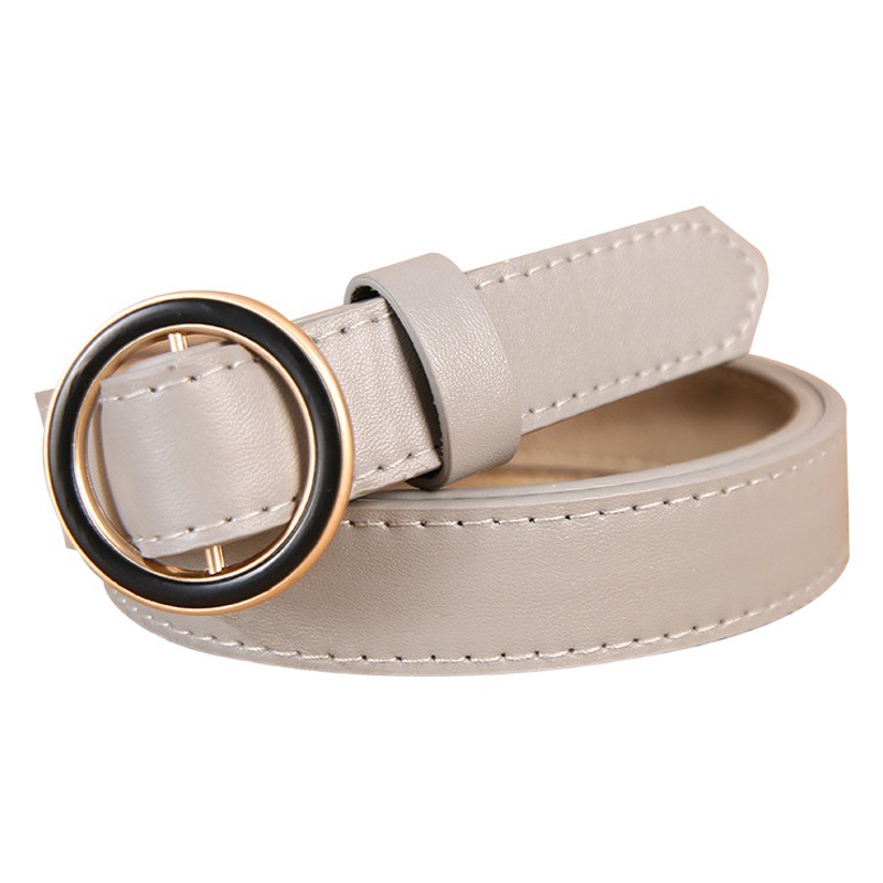 Women's Simple Thin Belt Korean Style Smooth Buckle Female Student Decorative Dress Belt Waistband Korean Style Trendy
