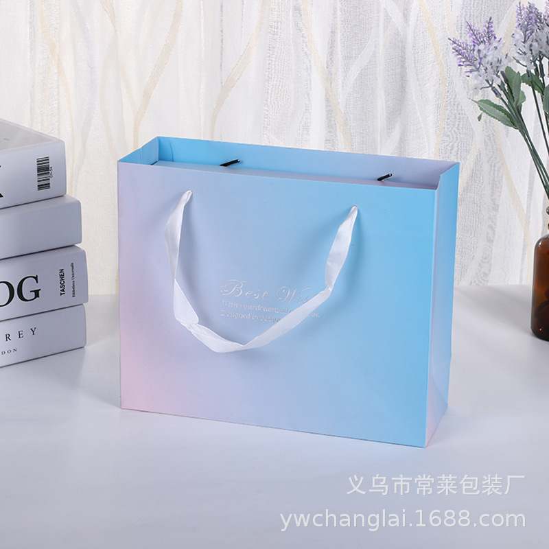 Picture of in stock Grey Marble Tote Bag Simple Business Tote Bag Square Gift Bag Hand Gift Bag Paper Bag