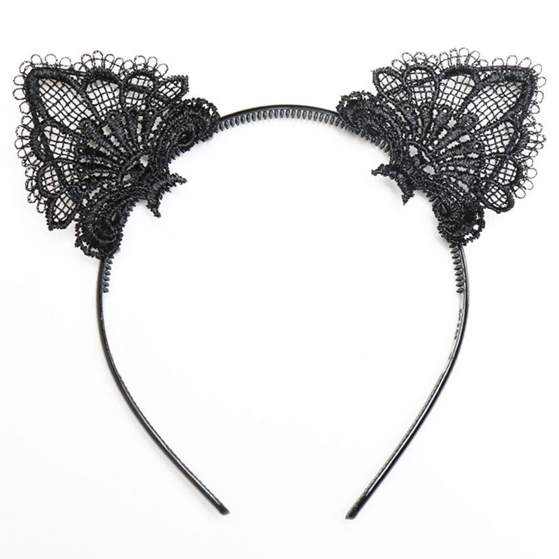 Picture of Water-soluble lace birthday party Halloween headdress headband hollow headband small ears 5022