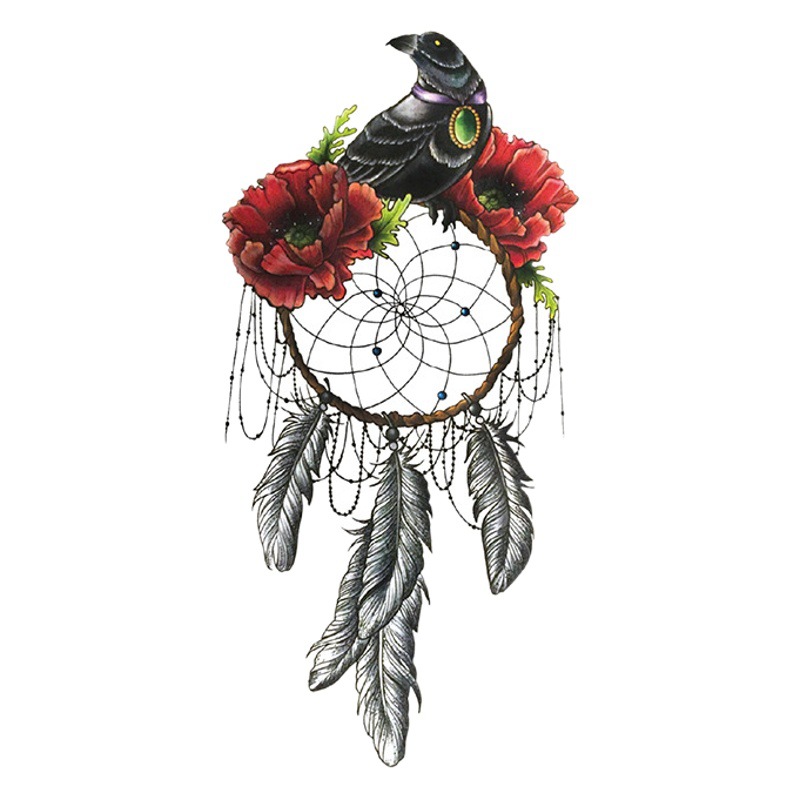 Wholesale New Tattoo Stickers Waterproof Stickers Animal Black and White Flowers Colorful Internet Red Arm Half Arm Simulation Tattoo Stickers