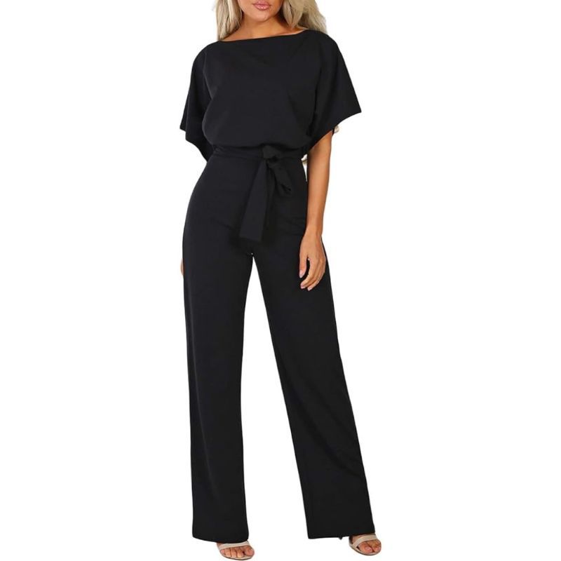 Picture of 2024 Europe and the United States cross-border e-commerce factory supply casual loose short sleeve strap wide leg jumpsuit