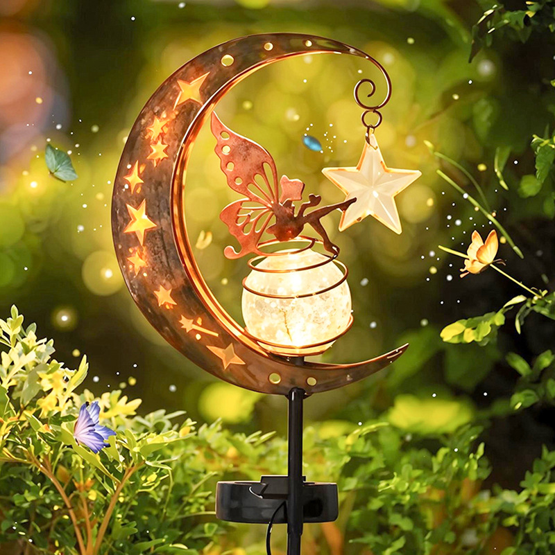 Cross-border New Solar Iron Fairy Lantern Outdoor Garden Garden Lamp Villa Lawn Lamp Decorative Atmosphere Lamp