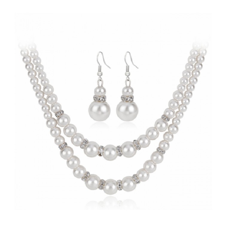 Picture of Cross-Border Resources Good-Selling Pearl Necklace Set, Double-Layered Pearl Necklace, Evening Elegant and Versatile Accessories