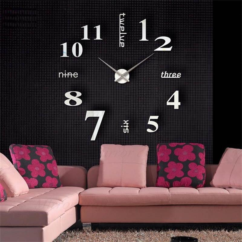 Amazon wish explosion diy creative super size wall clock fashion living room decoration English acrylic clock