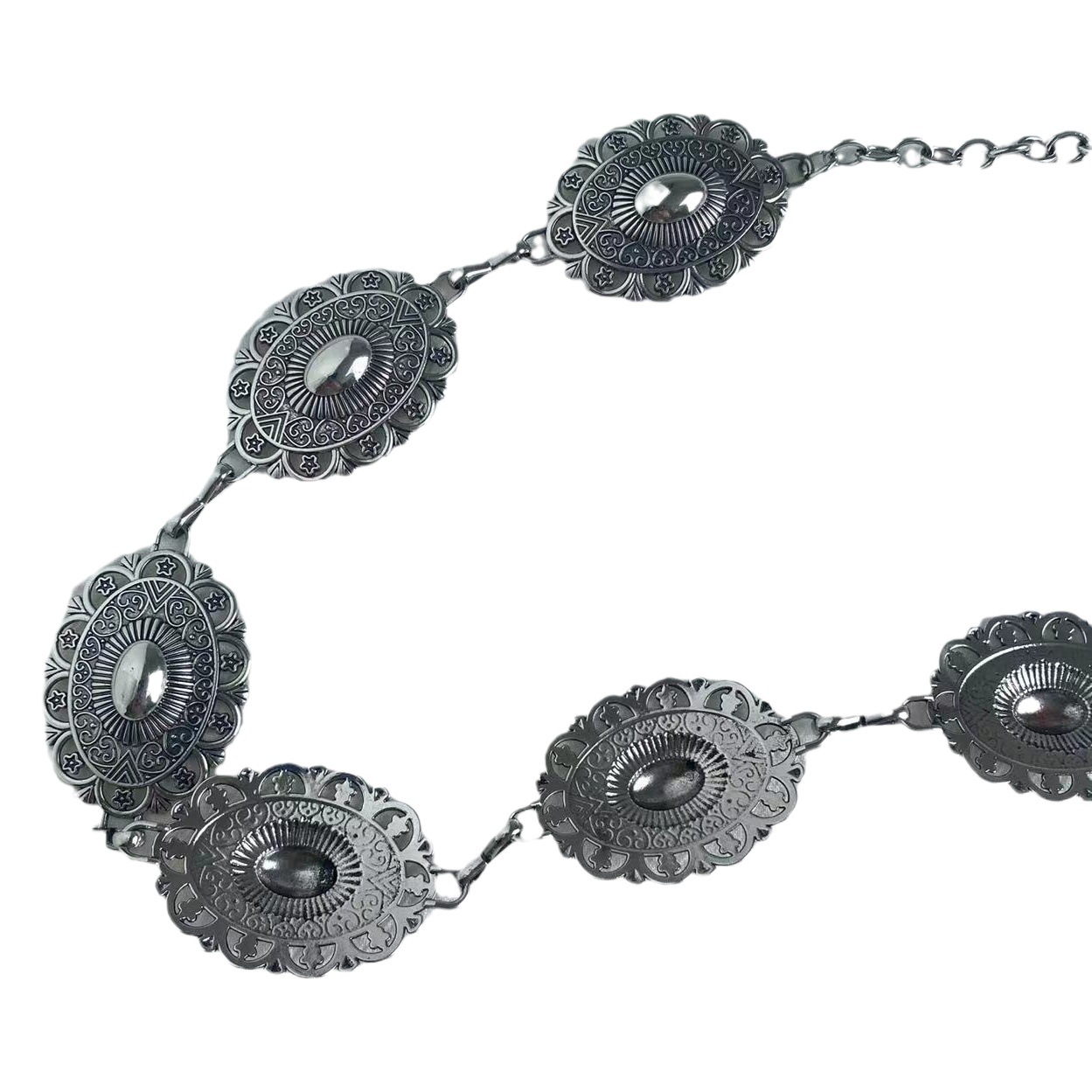 New carved geometric retro waist chain ladies cross-border metal elegant Joker western classic factory in stock direct sales