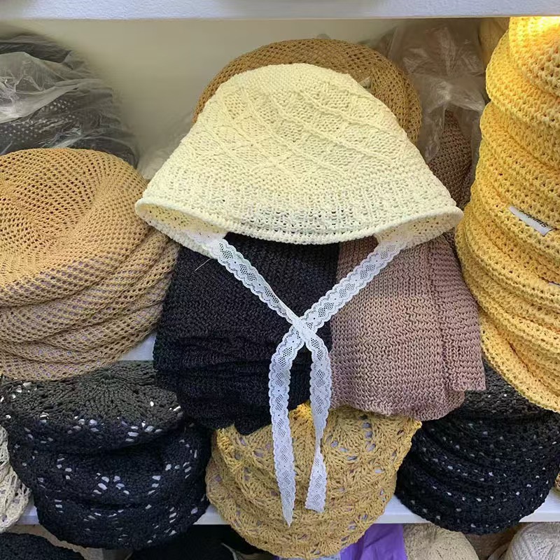 Picture of Fisherman Hat Women's Spring and Summer New Arrival Women's Lace Fashionable Japanese Bucket Hat Simple Sunscreen Hat Showface Small Basin Hat