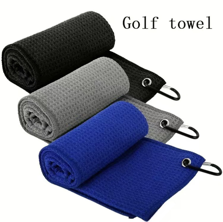 Multicolor golf towel cross-border in stock microfiber waffle pineapple grid towel ball towel golf towel